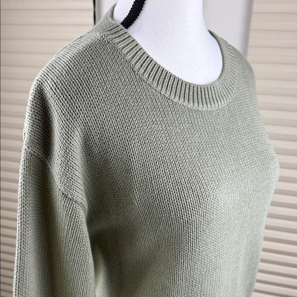 Philosophy Sweater Sage Green Cotton Relaxed Fit Drop Shoulder Women's Size M